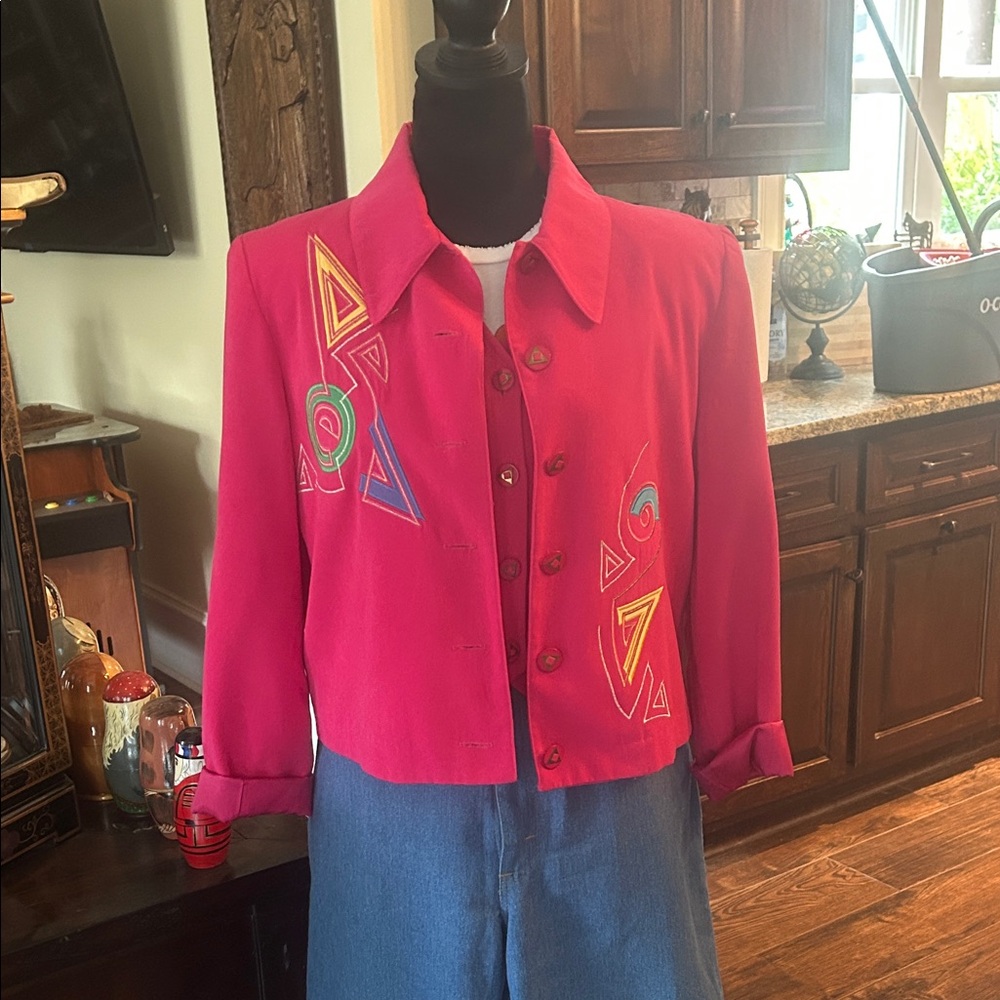 Vintage City Girl Sport Sz M Fuschia Pink Jacket and Vest GVC